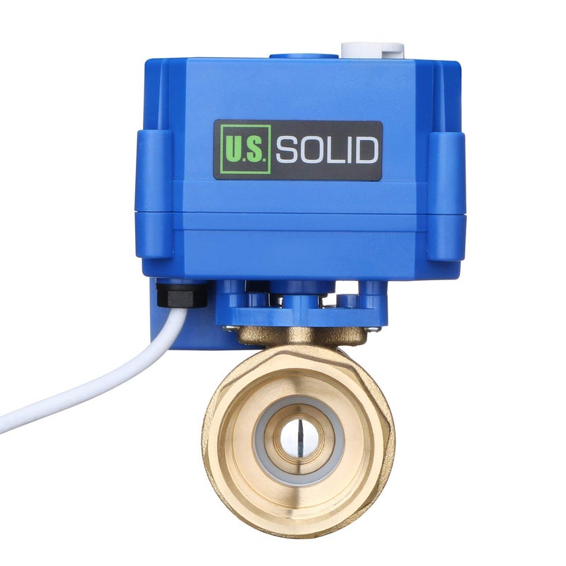 U.S. Solid Motorized Ball Valve- 1" Brass Ball Valve with Manual Function, Standard Port, 9-24V AC/DC and 2 Wire Auto Return Setup - Image 1